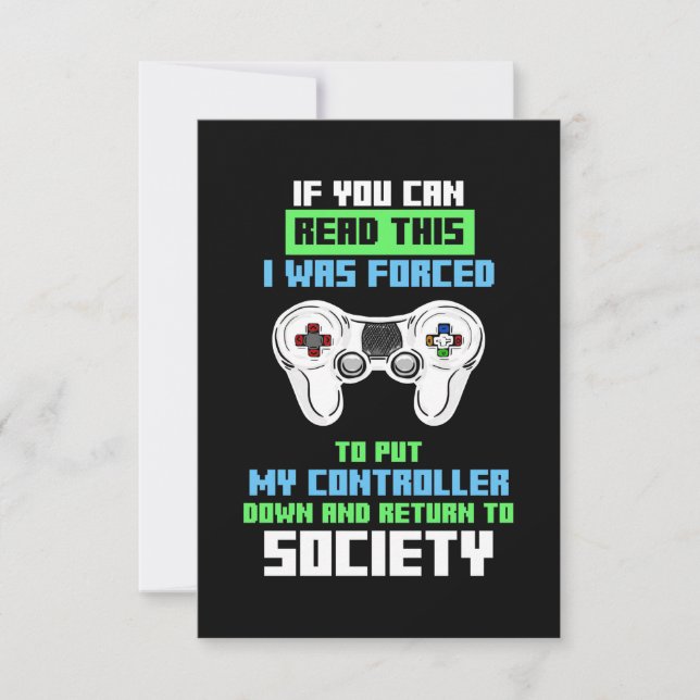 Carte De Remerciements Gamer A Été Forcé De Cotroll Game (Devant)