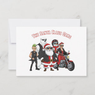 Carte De Remerciements Gang de Père Noël motard drôle Rock and Roll