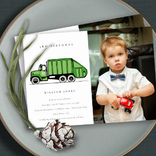 Carte De Remerciements Garbage Truck Kids N'importe quel âge Anniversaire