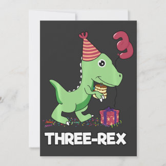 Carte De Remerciements Garçon de 3 ans d'anniversaire dinosaure trois rex