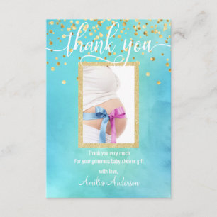 Carte De Remerciements GARÇON DU Baby shower D'MERCI D'Or Bleu PHOTO