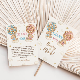 Carte De Remerciements Garçon Fille Jumeaux Douche Pastel Bleu Beige