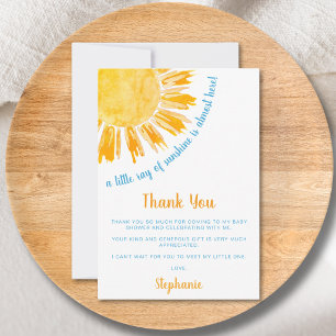 Carte De Remerciements Garçons Rayon de Soleil Baby Shower