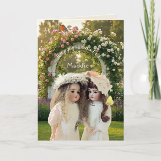 Carte De Remerciements Garden Trellis Antique Dolls 5" x 7" Card