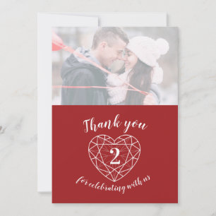 Carte De Remerciements Garnet gemstone coeur anniversaire 2 ans photo