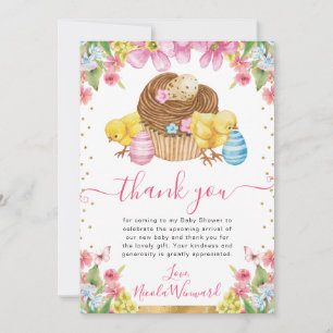 Carte De Remerciements Gâteau aux poussins à l'aquarelle Printemps Fête p