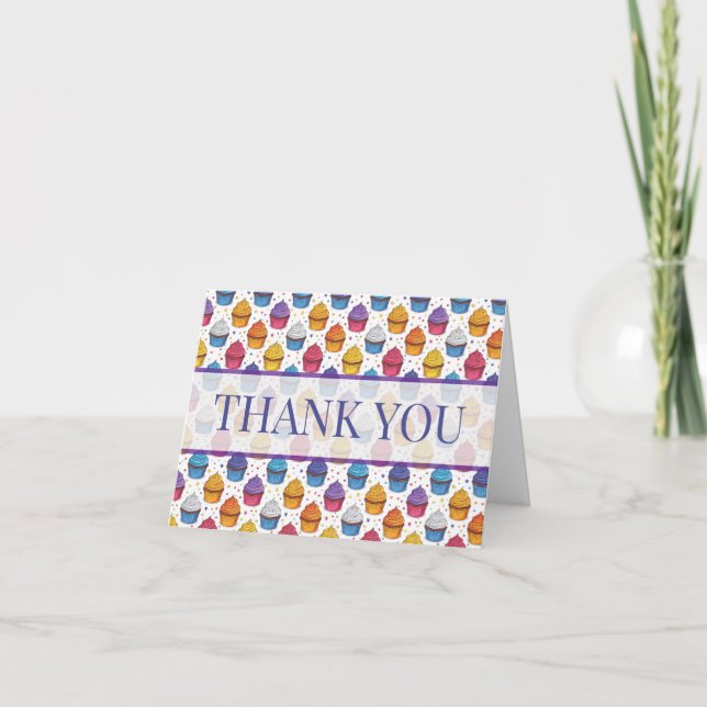 Carte De Remerciements Gâteau d'anniversaire Coloré (Devant)