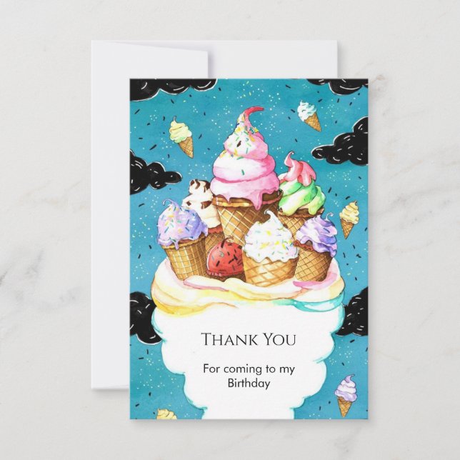 Carte De Remerciements Gâteau d'anniversaire personnalisé en glace magiqu (Devant)