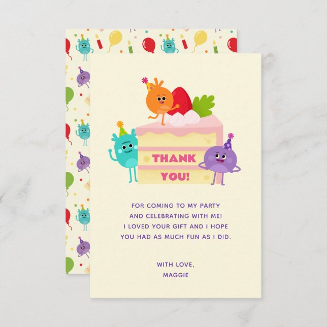 Carte De Remerciements Gâteau d'anniversaire Super Simple Bumble Numbs (Devant / Derrière)