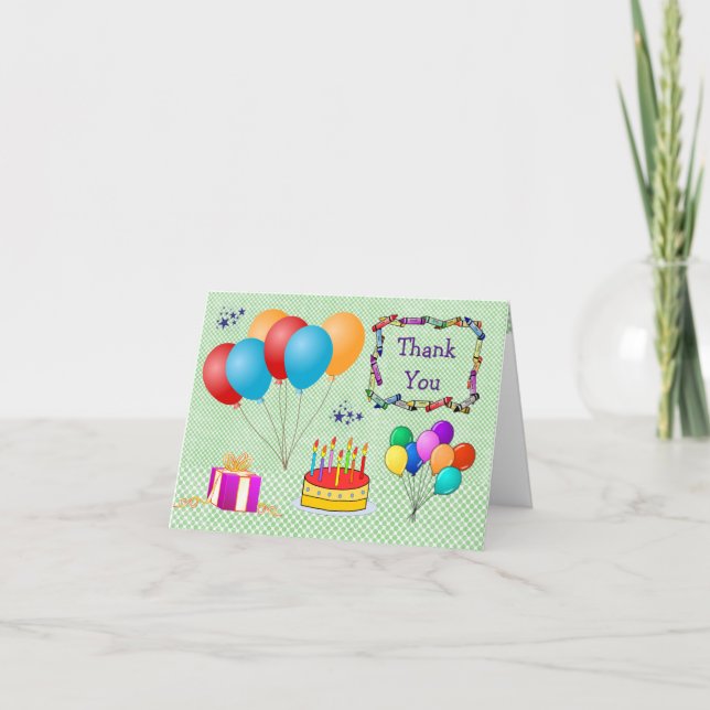Carte De Remerciements Gâteau de ballons mignons Garçon Fille Anniversair (Devant)