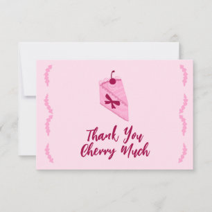 Carte De Remerciements Gâteau de cerise Rose Ruffle Réception de mariage 