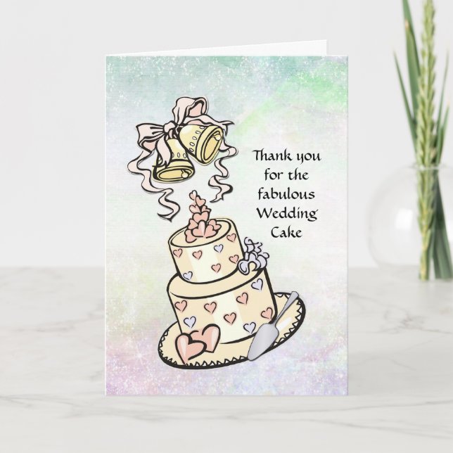 Carte De Remerciements Gâteau de Mariage - Multiples Utilisations - Servi (Devant)