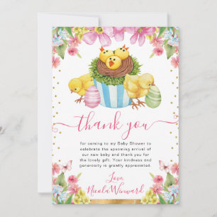 Carte De Remerciements Gâteau de poussins à l'aquarelle Fête de Pâques de