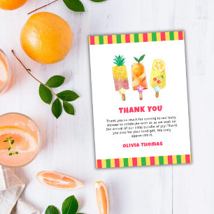 Carte De Remerciements Gâteau glacé tropical arc-en-ciel pour Baby Shower