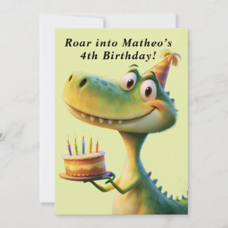 Carte De Remerciements Gâteau personnalisé d'anniversaire de dinosaure T-