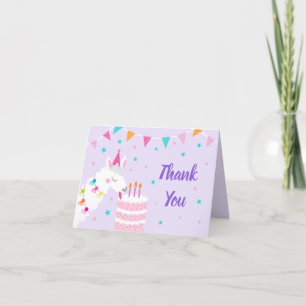 Carte De Remerciements Gâteau tout Llama amusant 3ème anniversaire violet