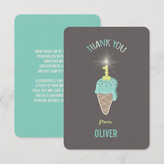 Carte De Remerciements Gaufrette de glace verte menthe pour le premier an