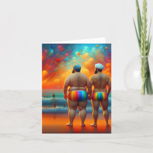 Carte De Remerciements gay lgbtq une journée à la plage l'amour est l'amo