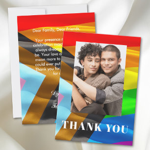 Carte De Remerciements Gay mariage drapeau de fierté typographie photo re