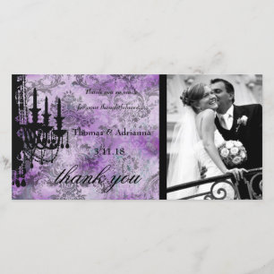 Carte De Remerciements GC   Jolie lustre violet gris Damas