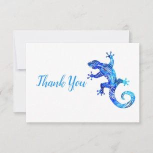 Carte De Remerciements Gecko Tribal Bleu