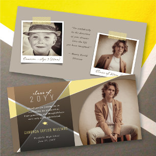 Carte De Remerciements Géo Brun Croix Color Block Photo Graduation