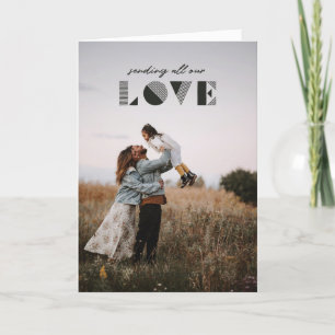Carte De Remerciements Geo Love Overlay Valentine's Day Card - Noir