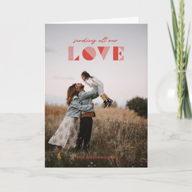 Carte De Remerciements Geo Love Overlay Valentine's Day Card - Rouge (Devant)