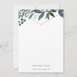 Carte De Remerciements Geo vert Or Rose