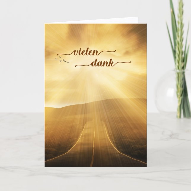 Carte De Remerciements German Vielen Dank Sunlit Endless Road (Devant)