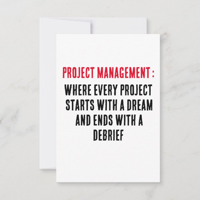 Carte De Remerciements Gestion de projet Où chaque projet commence par (Devant)