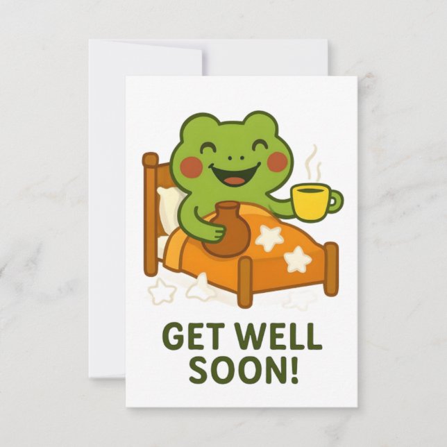 Carte De Remerciements Get Well Soon Card - Sick Frog (Devant)