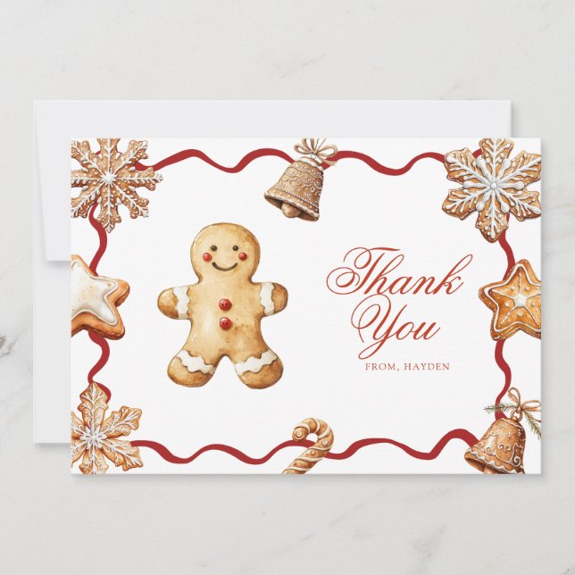 Carte De Remerciements Gingerbread Man | Christmas Baby Shower  (Devant)