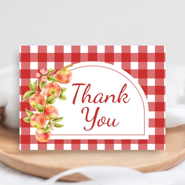 Carte De Remerciements Gingham Apple of Our Eye Baby Shower (Apple Baby Shower Thank You Card)