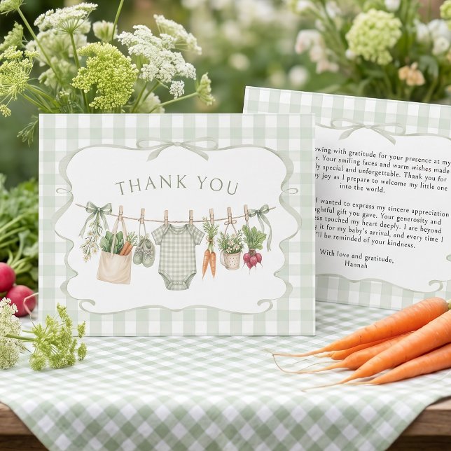 Carte De Remerciements Gingham Fête de Naissance Bébé de la Région (Créateur téléchargé)
