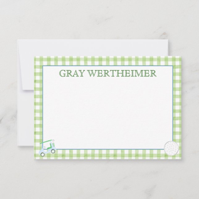 Carte De Remerciements Gingham Golf Stationery (Devant)