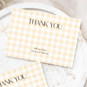 Carte De Remerciements Gingham Jaune Genre Neutre