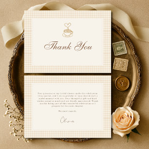 Carte De Remerciements Gingham Love Is Brewing Café Enterrement de Mariag