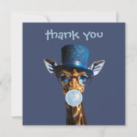 Girafe avec chapeau haut de forme et bubble gum bl