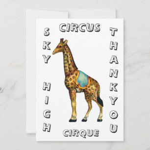 Carte De Remerciements girafe du cirque vintage