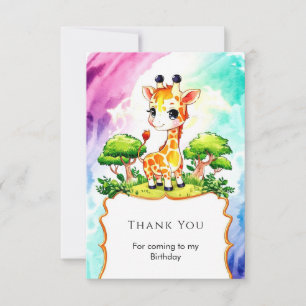 Carte De Remerciements Girafe Joyeux Anniversaire Personnalisé