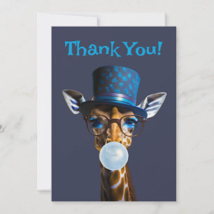 Carte De Remerciements Girafe portant des lunettes, noeud papillon, chape