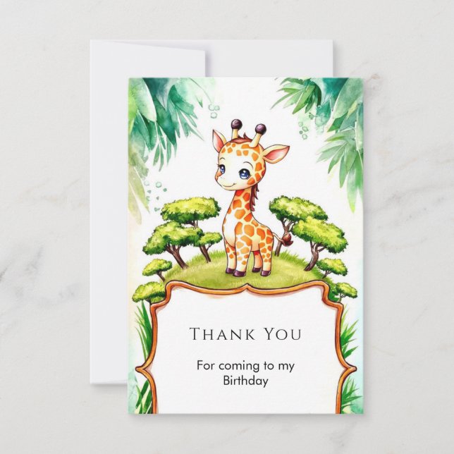 Carte De Remerciements Giraffe d'aquarelle simple (Devant)