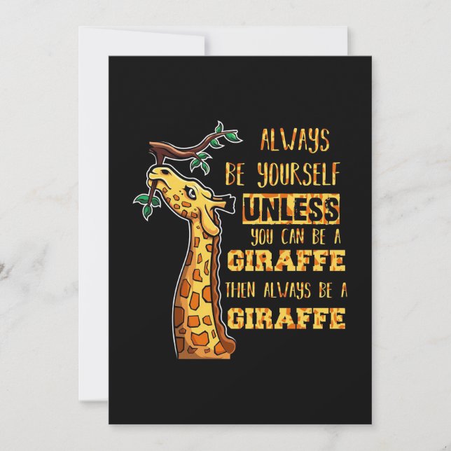 Carte De Remerciements Giraffe Giraffe Lover Giraffes Soyez Toujours Vous (Devant)