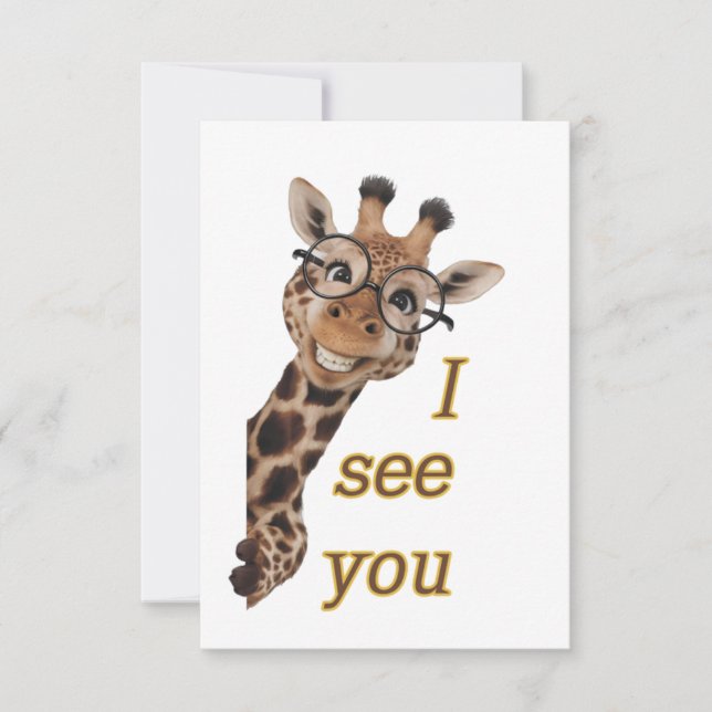 Carte De Remerciements Giraffe.Text.Je vous vois (Devant)