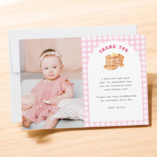 Carte De Remerciements Girl Pancake Petit déjeuner 1er Anniversaire Photo