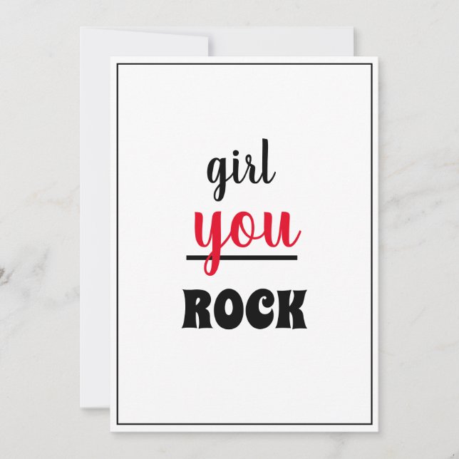 Carte De Remerciements Girl You ROCK Nice Gesture Script Femme Personne (Devant)