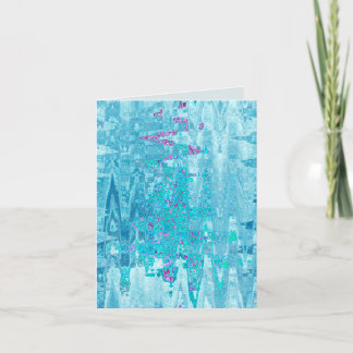 Carte De Remerciements Givre de neige bleu d'hiver & arbres abstraits en