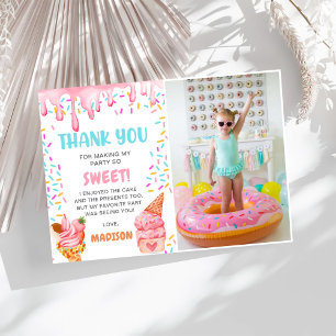 Carte De Remerciements Glace Cream Girls Birthday Party Photo