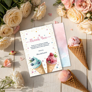 Carte De Remerciements Glace Cream Twins Garçon Et Fille Cool Anniversair